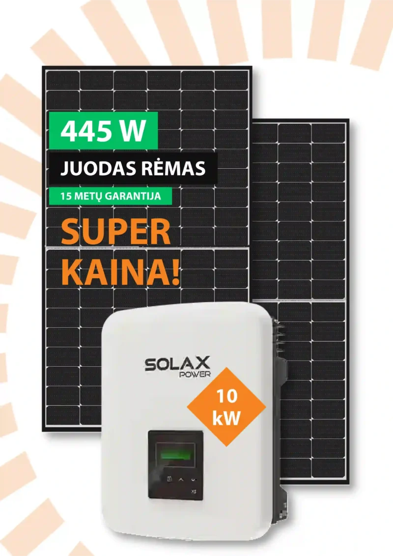 10kW saulės elektrinės komplektas Solax + Jinko