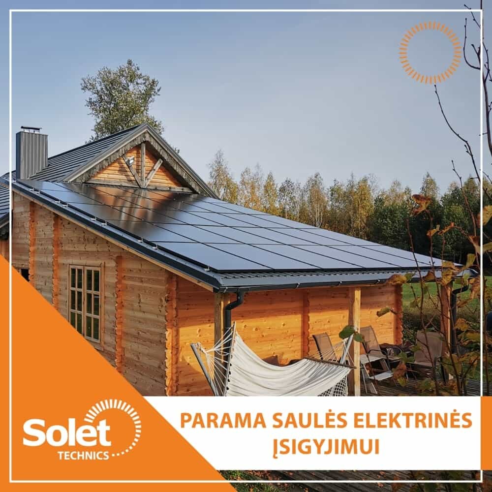 solet technics sumontuota saules elektrine ant nuozulnaus stogo