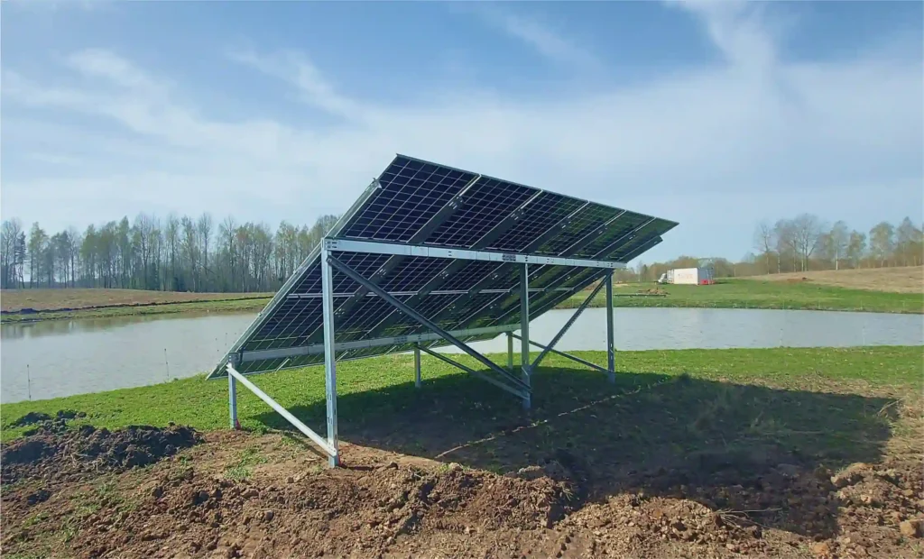 16 kW saulės jėgainės montavimas ant žemės Vilniaus rajone