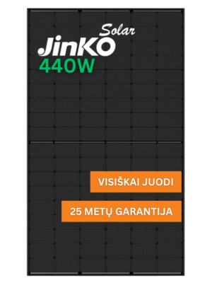 Saulės moduliai Jinko JKM440N-54HL4R-B visiškai juodi, n-tipo