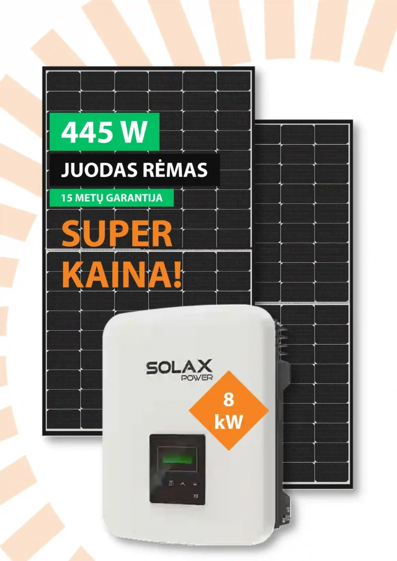 8kW saulės elektrinės komplektas Solax + Jinko