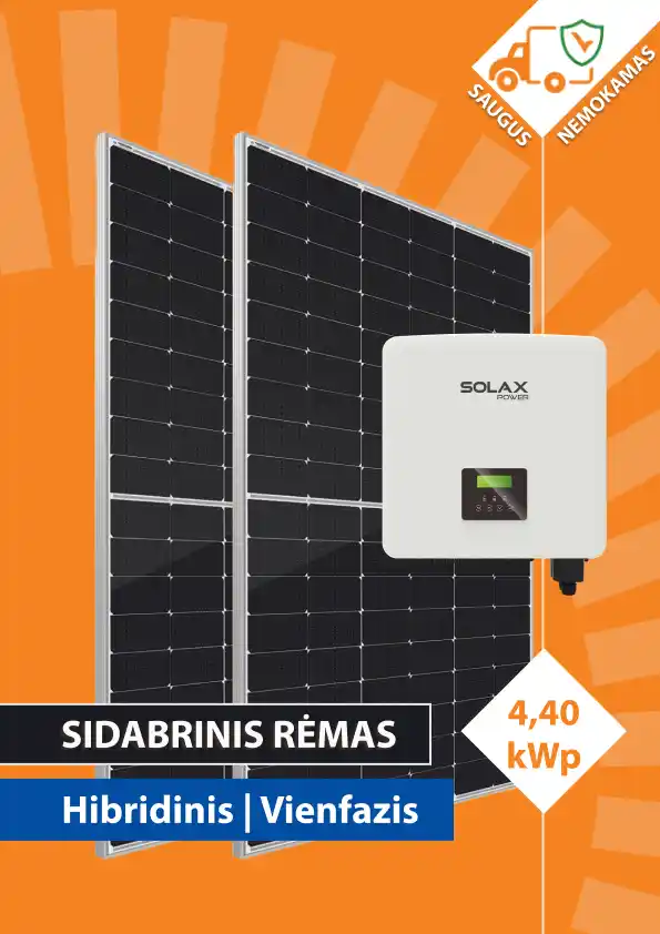 saulės elektrinės komplektas su vienfaziu, hibridiniu keitikliu