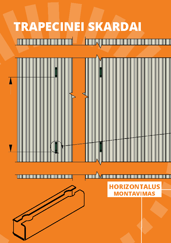 montavimo konstrukcija trapecinės skardos stogo dangos saulės modulių montavimui horizontaliai